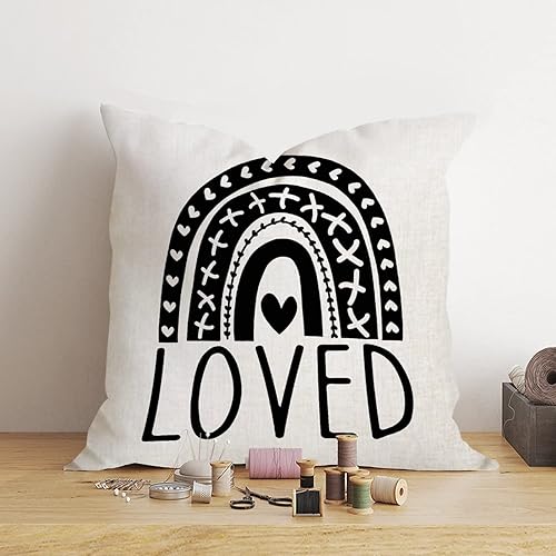 Miniatura 2 de Funda de almohada con diseño de arco iris estilo bohemio para el día de San Valentín romántica para boda compromiso decoración del hogar sofá sala