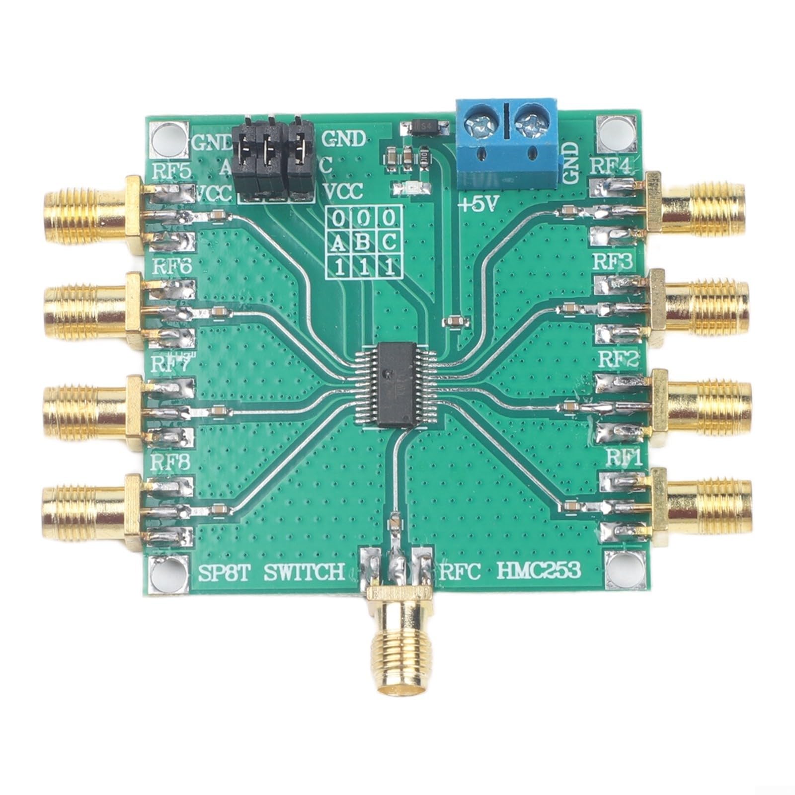 Multifunktions-HF-Schaltermodul HMC253 SP8T mit integriertem 3 6 Decoder für TTL CMOS-Steuerung DC auf 2 5 GHz für SMA-Stecker 3 V auf 5 V Netzteil