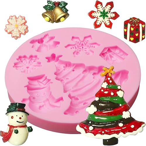 Miniatura 9 de Muyulin Moldes de silicona de hoja de acebo, 4 paquetes de conos de pino de Navidad, moldes de fondant para decoración de pasteles de Navidad,