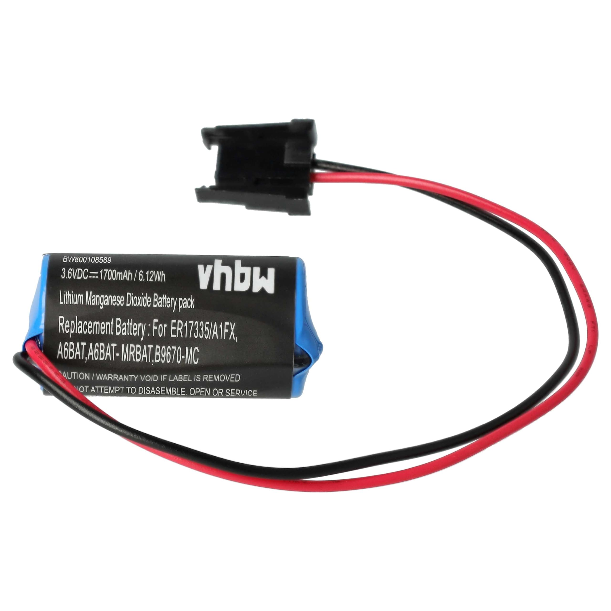 vhbw 10 x bateria zastępuje Mitsubishi B9670-MC, A6BAT, A6BAT-MRBAT, do sterowania przemysłowego (1700 mAh, 3,6 V, litowo-jonowy)