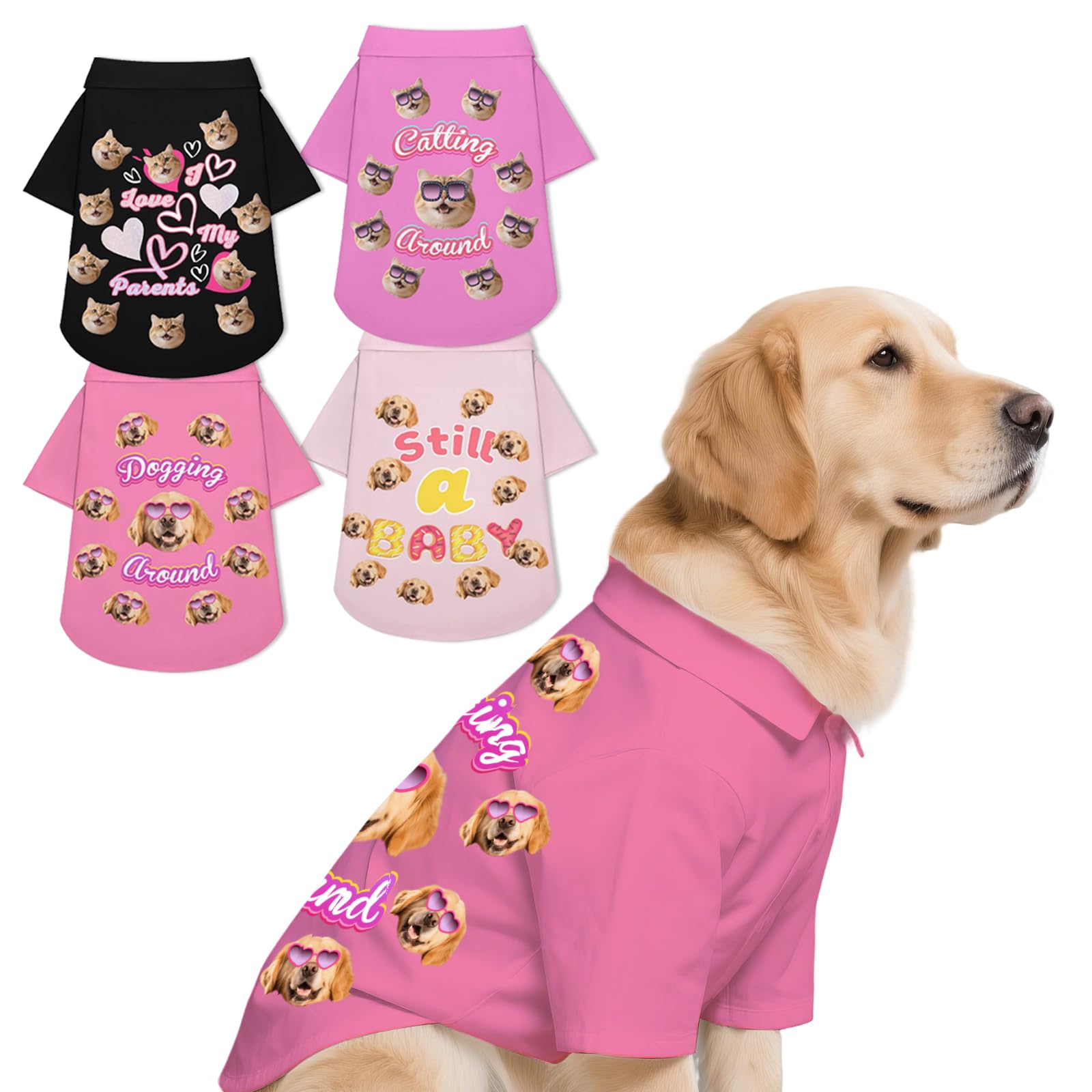 Personalised Dog Shirt Custom Dog T-Shirt with Photo Name Text Logo, Personalised Summer Breathable Pullover Pet Outfit Clothes for Small Medium Large Dogs Cats Kitten Puppy — image 1