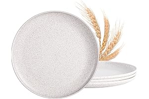 MISS BIG White Plastic Plates 10 Inches Reusable BPA Free