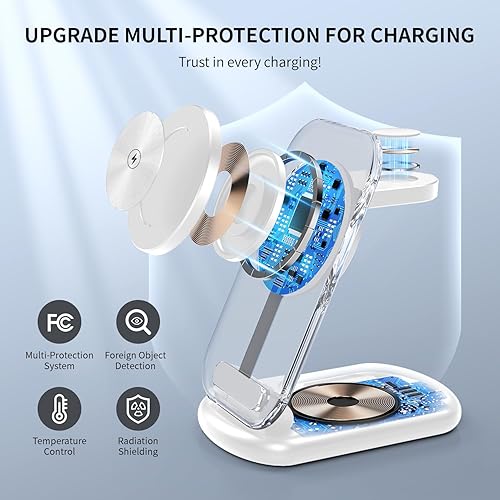 Miniatura 4 de Estación de carga rápida inalámbrica Mag-Safe 2025, cargador magnético 3 en 1 con luz para iPhone 17, 16, 15, 14, 13, 12 Pro Max, Apple Watch y Air