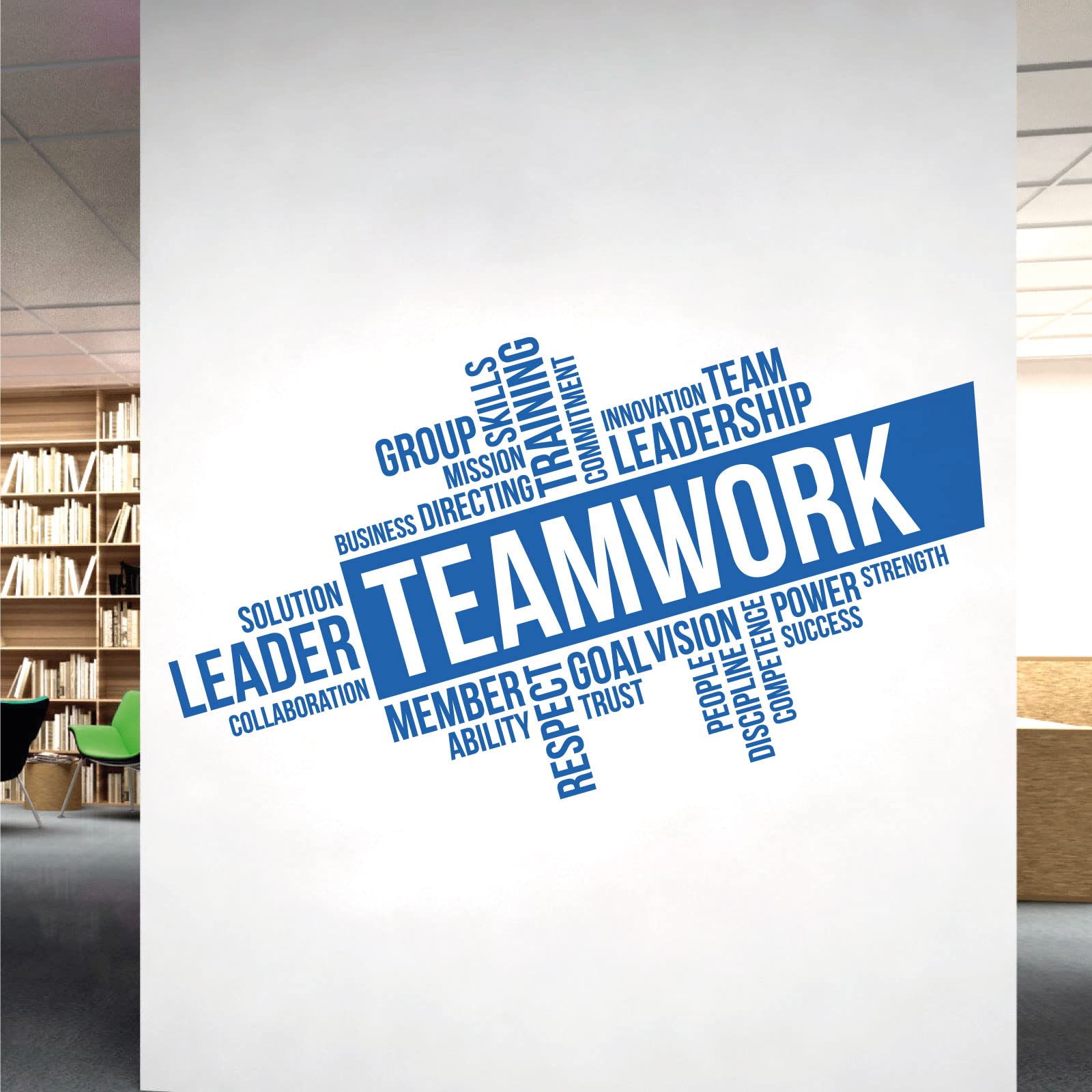 Corporate Wall Art Sticker - Teamwork, Leadership, Training, Skills Goal, Respect... - Company Office, Conference Room [Large] [Marina]