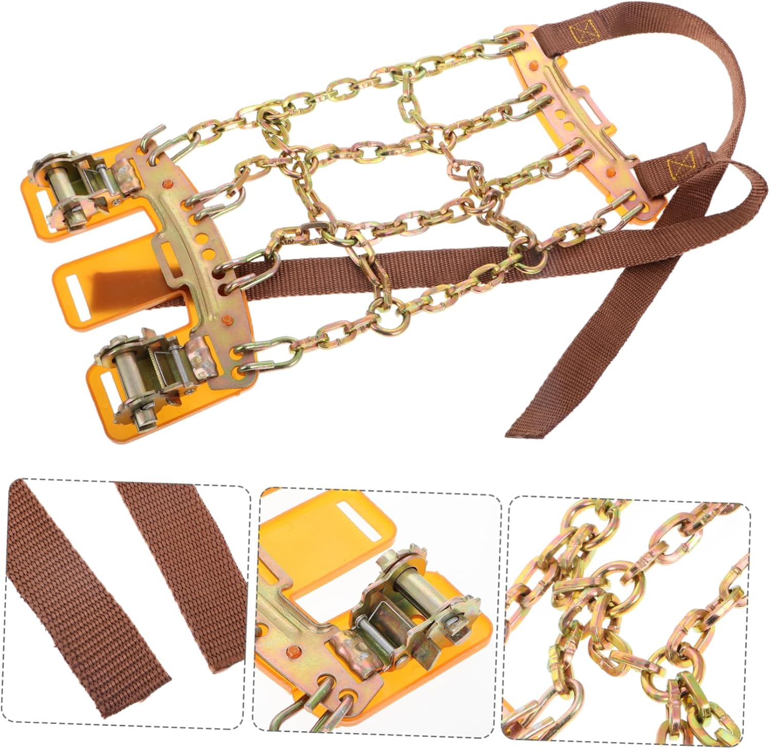 Emergency - Tire Chains for Cars and Suvs Adjustable Manganese Snow Chains for Mud Ice and Snowy Roads Fits Tire