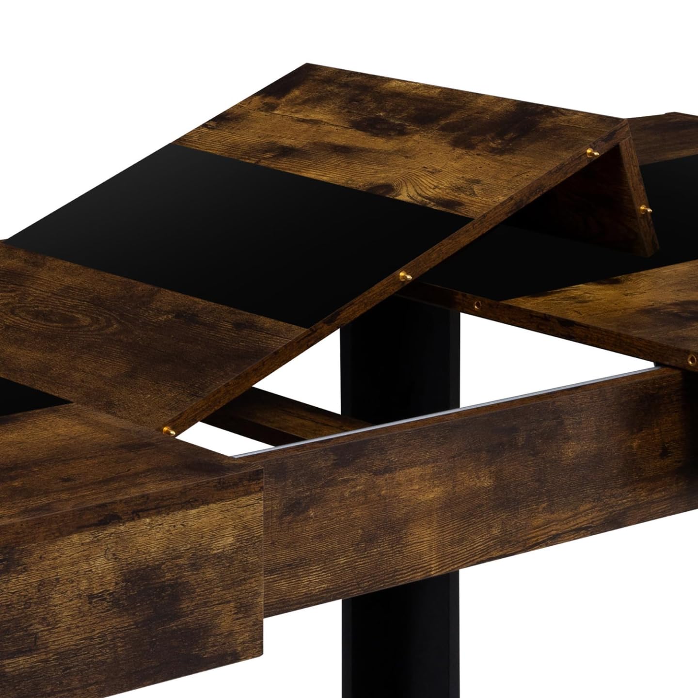 IDMarket - Table à Manger Extensible Rectangle Phoenix 4-8 Personnes Bois Effet Vieilli et Noir Bande Centrale Noire 160-200 cm