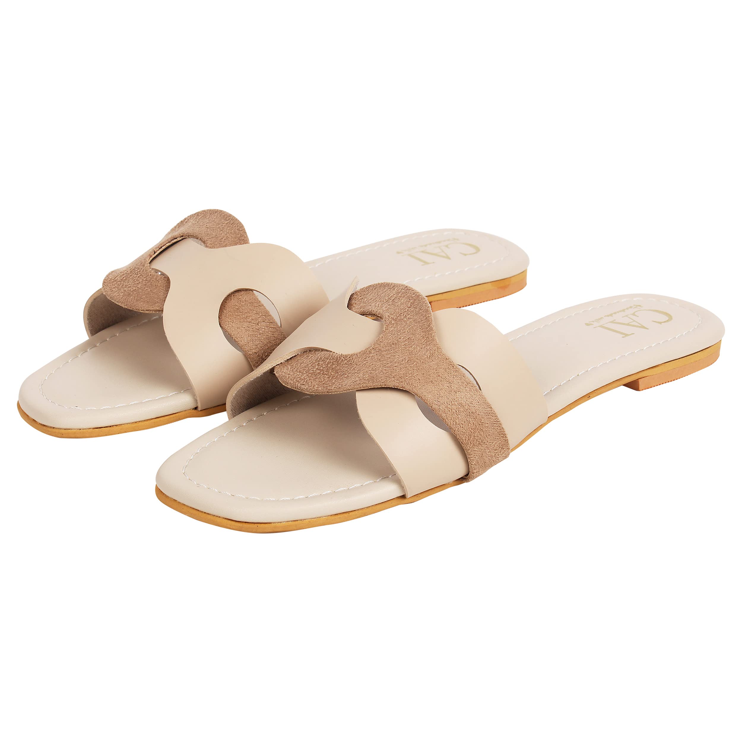 CAI Two Tone Interlocked Beige Flats (B09HM95JN8) Amazon Price History, Amazon Price Tracker