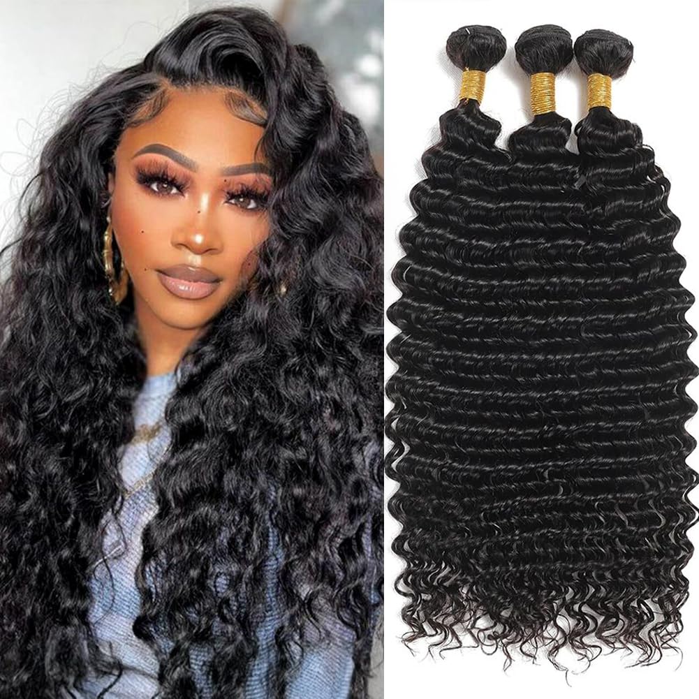 Brazilian Virgin Hair Deep Wave 3 Bundles Human Hair 300G/pack (20/22/24 Inch)