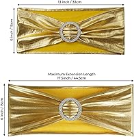 Vista 215 de MDS - Paquete de 50 bandas elásticas de elastano para silla, lazos elásticos para sillas con hebilla deslizante, ajuste universal para bodas, Acción