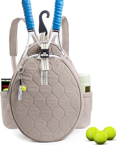 Miniatura 10 de Bolsa de tenis acolchada para mujer – Mochila de tenis y bandolera | Capacidad para 2 raquetas o 3 paletas de pickleball | Bolsa ligera para raqueta