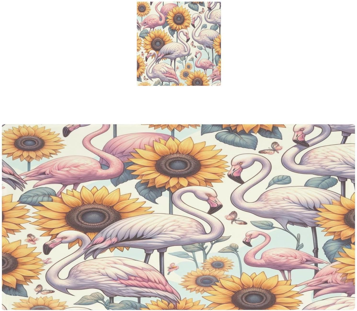 Hand Towels Premium Soft and Highly Absorbent Elegant Flamingos and Sunflowers 2 Pcs Towels for Bathroom Set 100% Cotton Decorative Face Towels