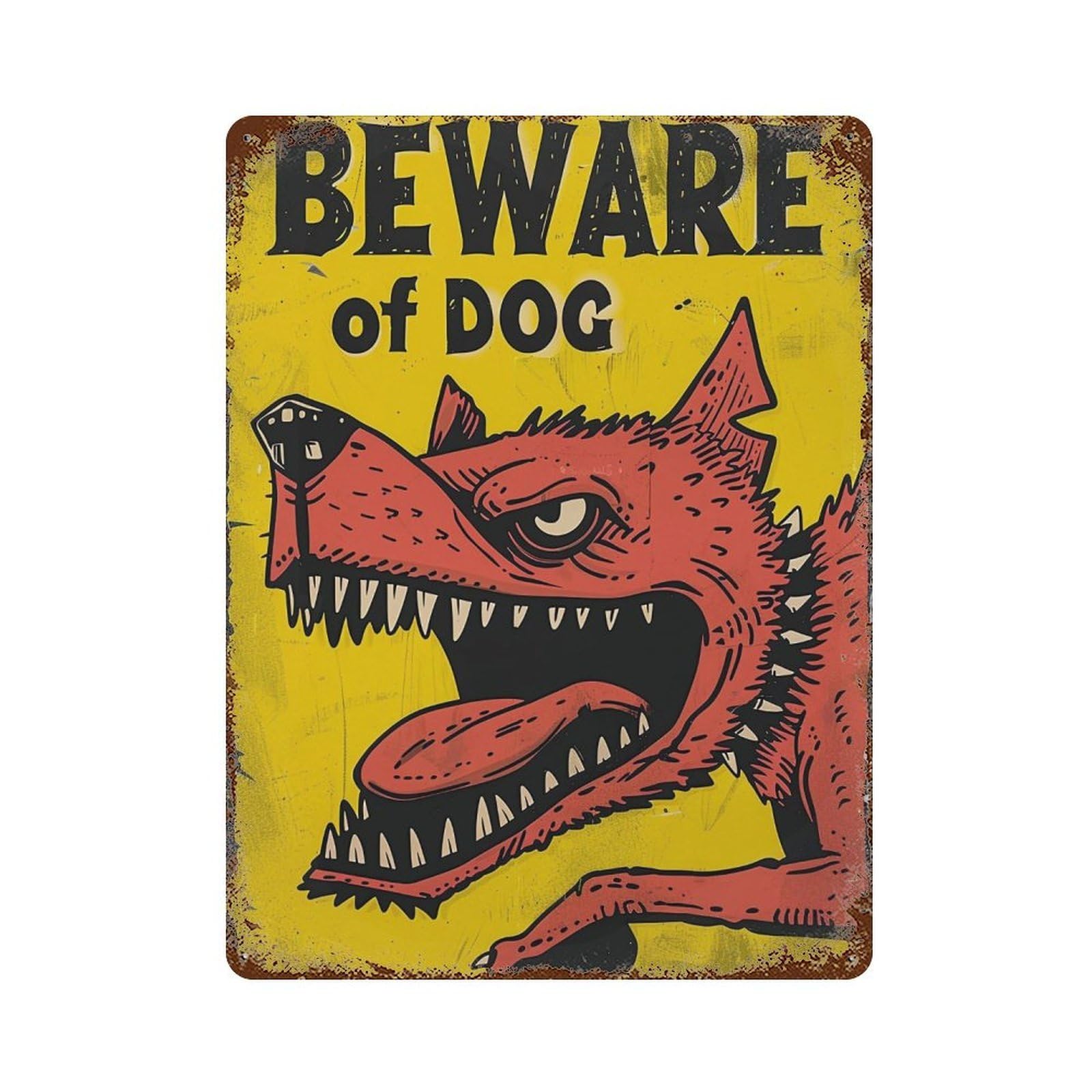 FHUYEURHRY Beware of Dog 02 Wall Decor Retro Iron Vintage Art Metal Tin Sign Poster Modern Home Cofffee Club Art Bar Shop Decorations Style-30 40x30cm