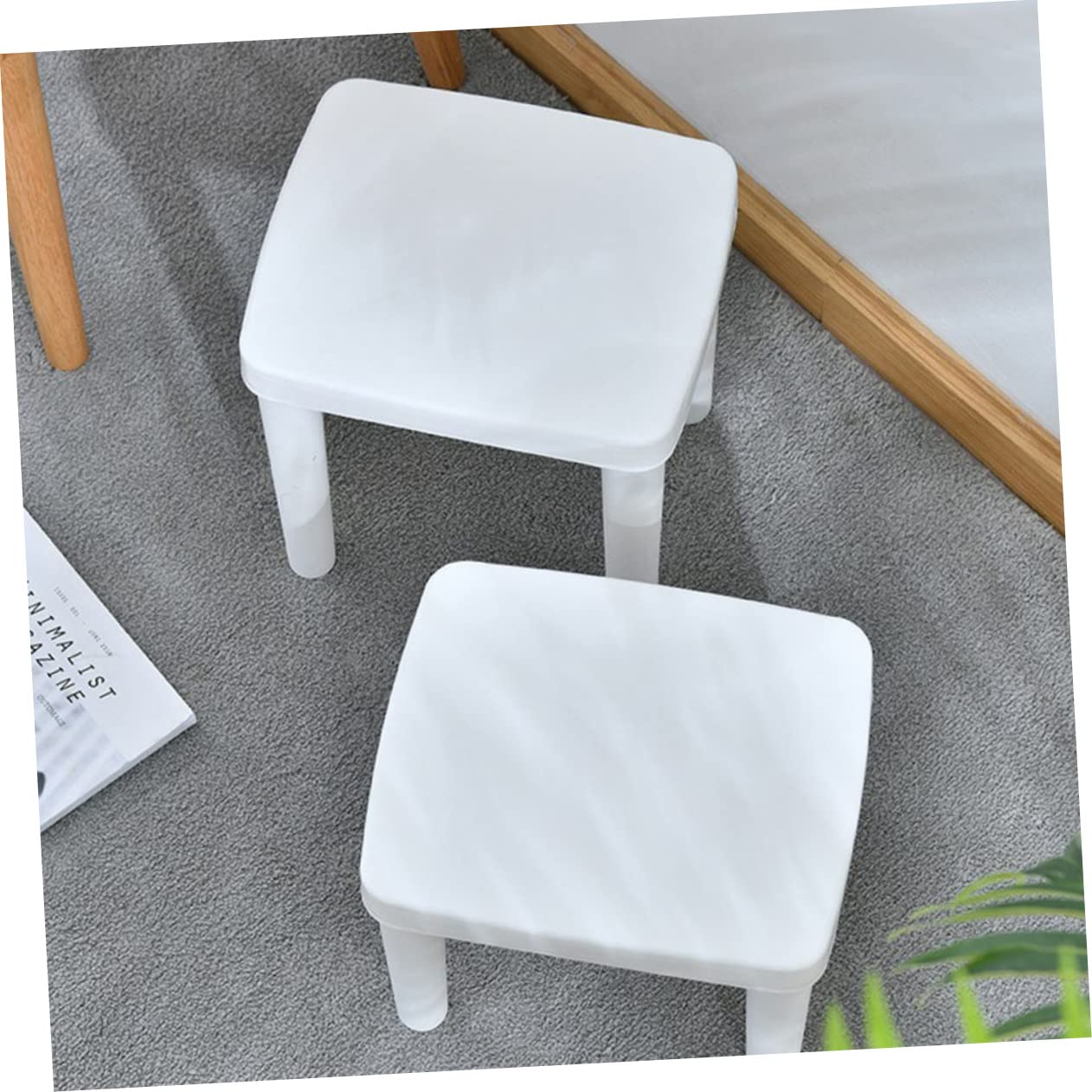 Kinder Tritthocker aus Kunststoff Weiß rutschfest und Stabil mit Hohldesign für Badezimmer und Leicht zu Verstauen
