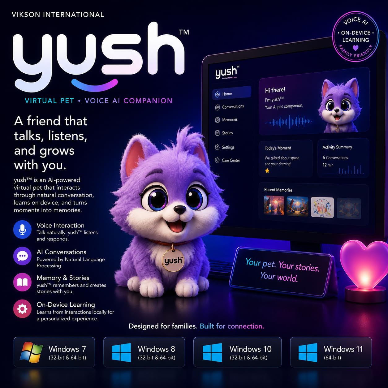 VIKSON INTERNATIONAL® YushAI™ AI Artificial Intelligence Personal Virtual Pet Windows 7/8/10/11 (64gb) | Voice Recording AI Large Langue Model Natural Language Processing software, On Device learning, AI Audio Recording & Transcription App-image-18