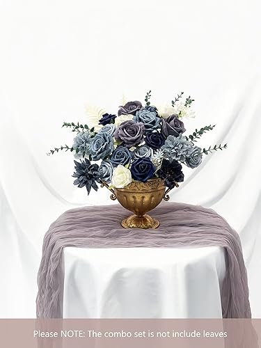 Miniatura 10 de FACINOC Juego de caja de ramo de rosas artificiales de durazno, flores falsas para bricolaje, decoración de despedida de soltera, bodas, centros de