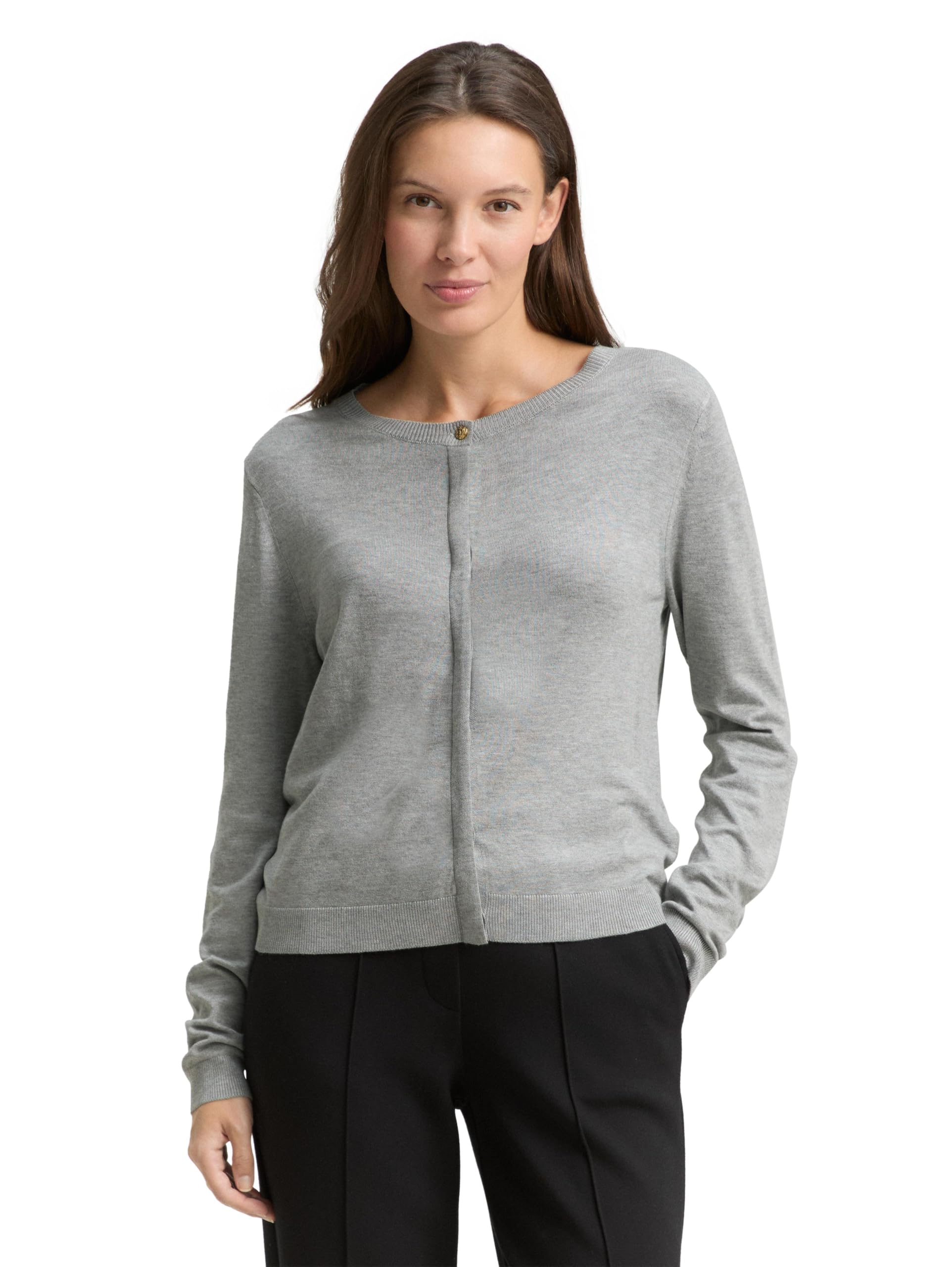 TOM TAILOR Damen Cardigan mit verdeckter Knopfleiste