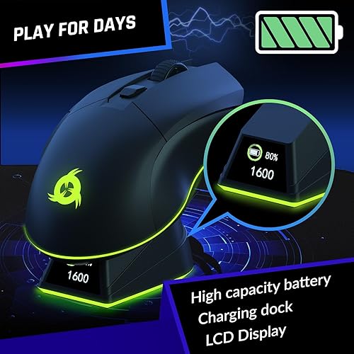 Miniatura 4 de KLIM Blaze Pro Rechargeable Wireless Gaming Mouse with Charging Dock RGB & LCD Display - New Version - High-Precision Sensor and Long-Lasting
