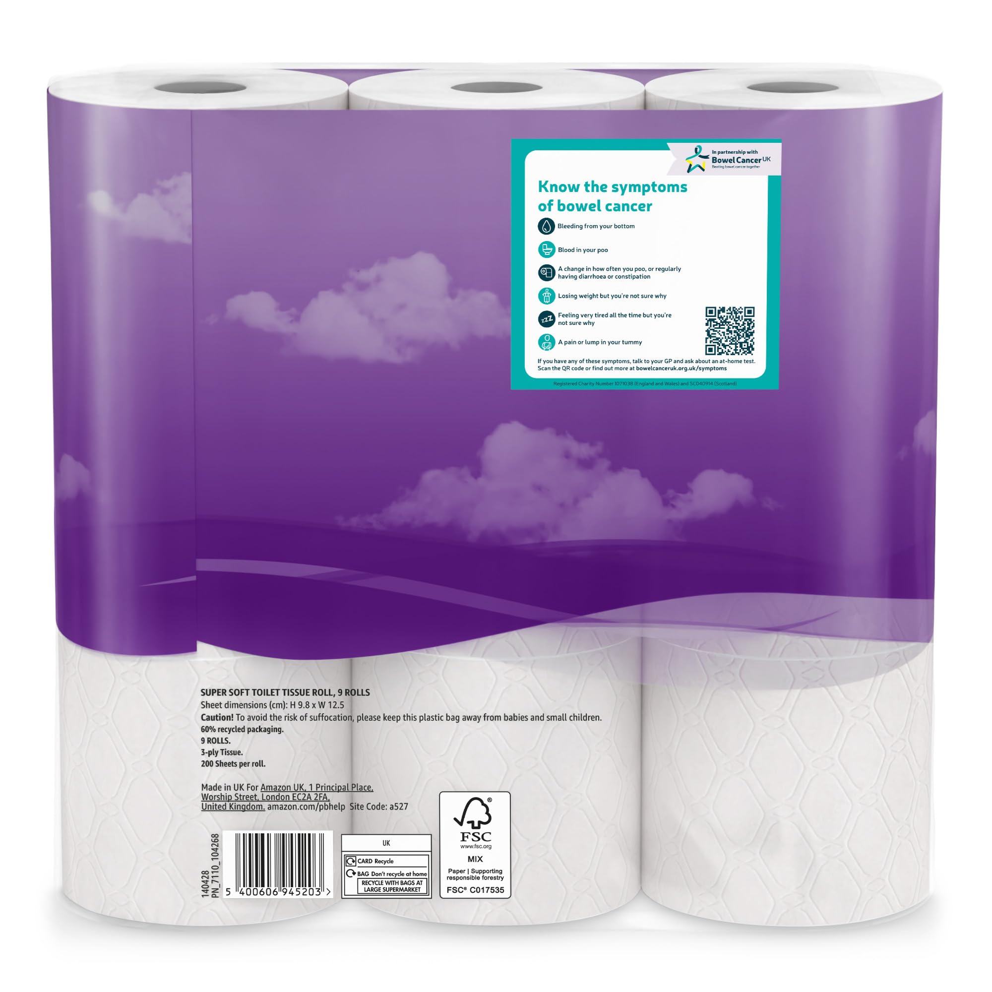 by Amazon Super Soft Toilet Tissue, 3-ply, 9 Rolls (1 Pack of 9), 200 Sheets per Roll, FSC Certified — view 6
