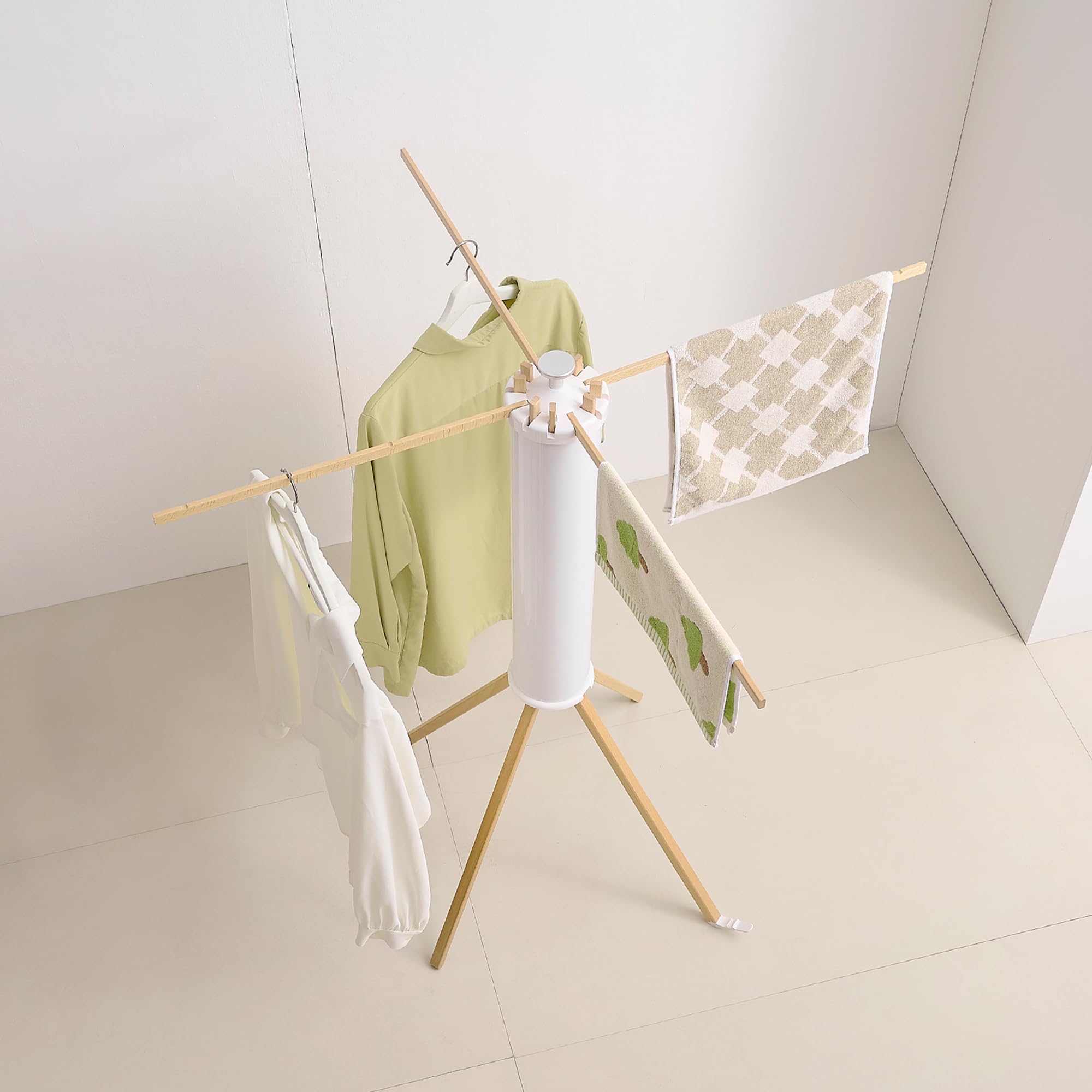 RFOUO Clothes Drying Rack Tripod,Laundry Hanger Dryer Rack,Portable Drying Rack,Outdoor Clothes Rack-Drying Rack Clothing Laundry Bedroom Household Wooden-16rods: 4 Legs Wooden-12rods Standing