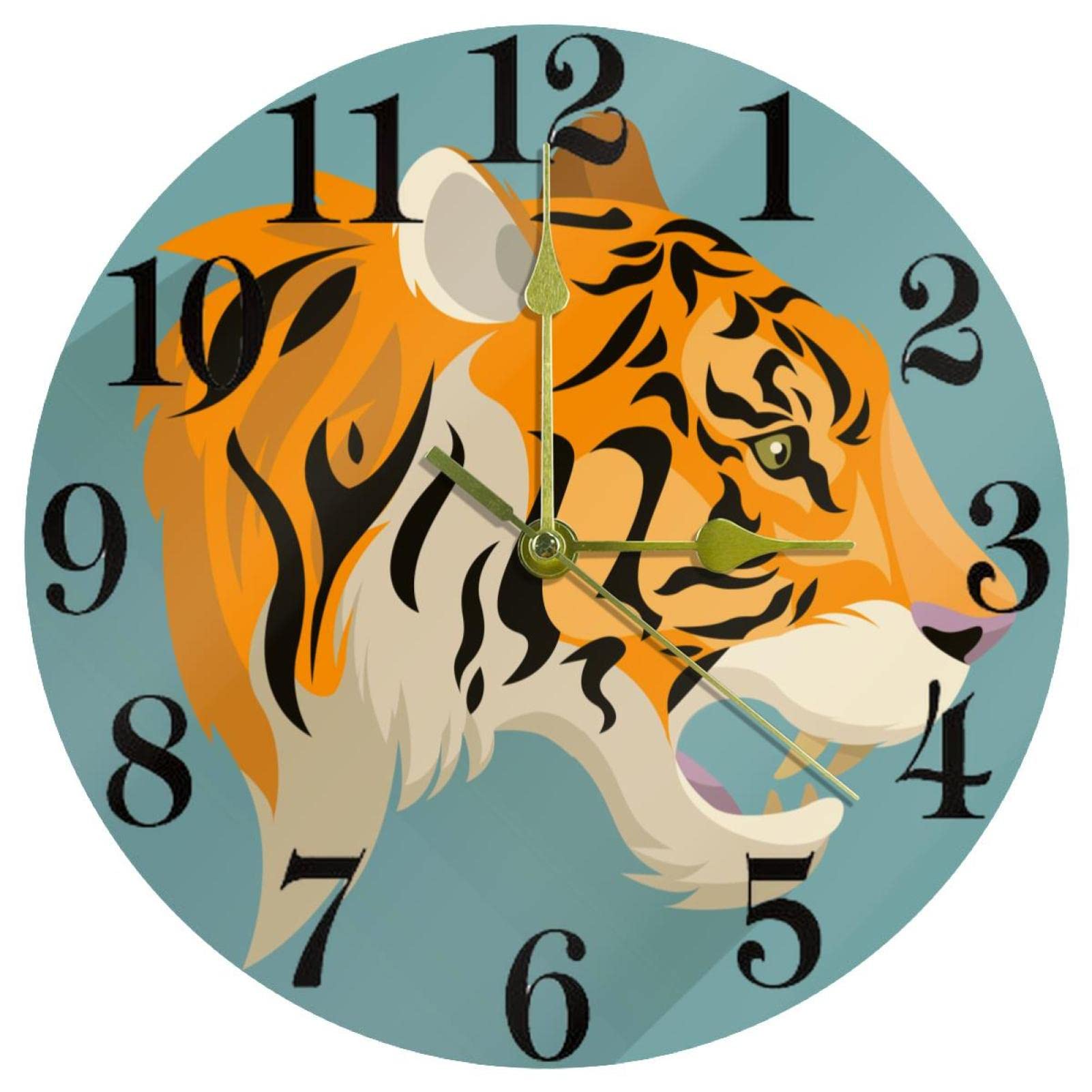 Horloge murale sans tic-tac Tiger ronde 25,4 cm à quartz pour un sommeil paisible