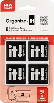 NFC Smart Labels | علامات مقاومة للطقس قابلة للمسح لأحواض التخزين وحاويات النقل والتنظيم | تطبيق مجاني لتتبع المخزون على iOS / Android-Free Unlimited Cloud-Based-Family Sharing | Pack of 8