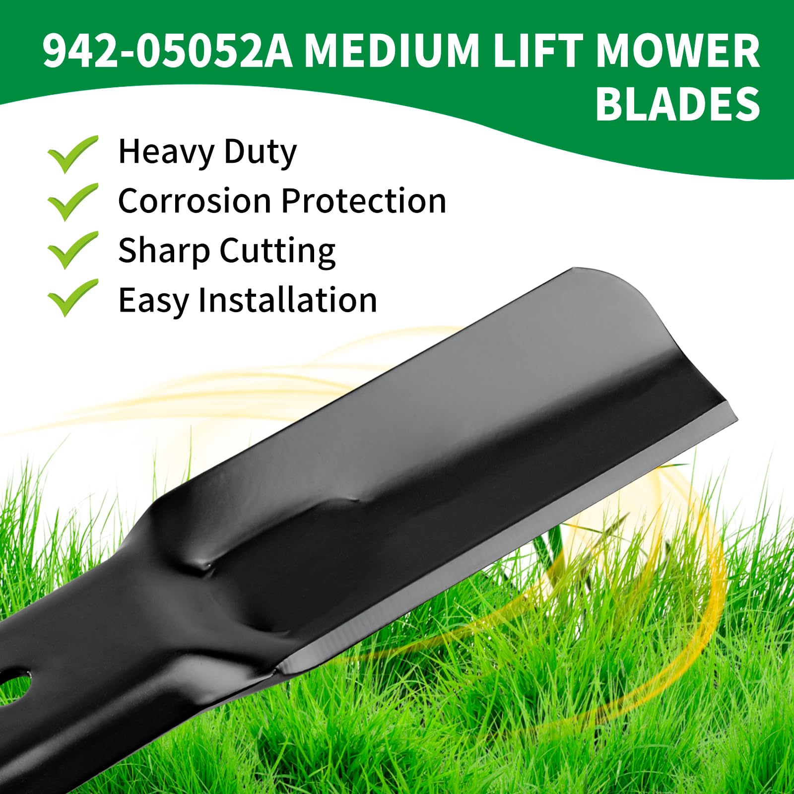942-05052A Cuchillas de cortacésped de elevación media, 742-05052A, cuchillas 2 en 1 compatibles con cortacéspedes MTD/Cub Ca det/Troy-Bilt de 50 pulgadas, apto para cortacéspedes S50 XT1 GT50