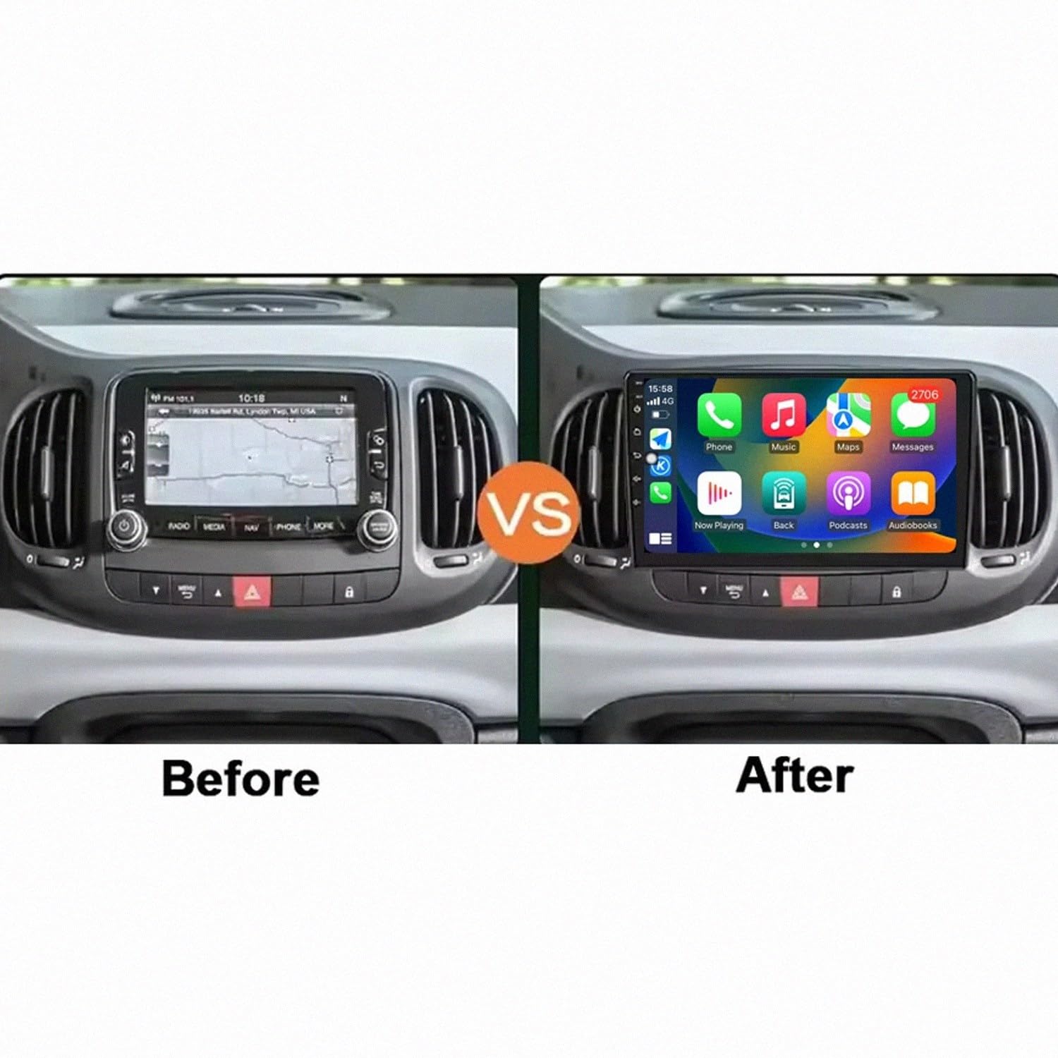 Car Stereo Carplay Radio de Coche para Fiat 500L Egea Doblo 2012-2017 Cámara Trasera - HD Pantalla Carplay Mirror Link - Portátil Radio Coche Bluetooth con, 4 Nuclear 4G+64G