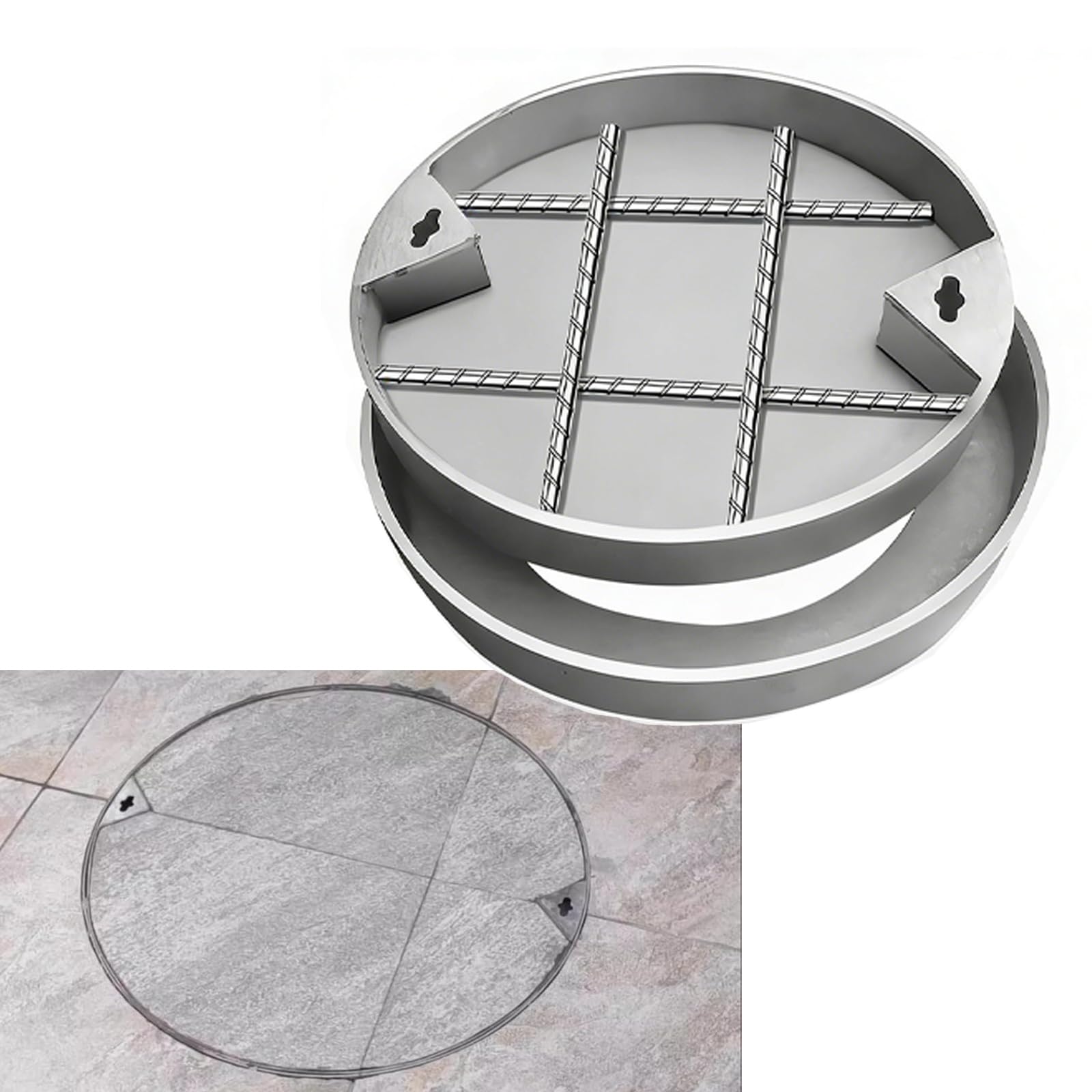 Couvercle de lavabo d'égout en acier inoxydable avec cadre d'étanchéité rond