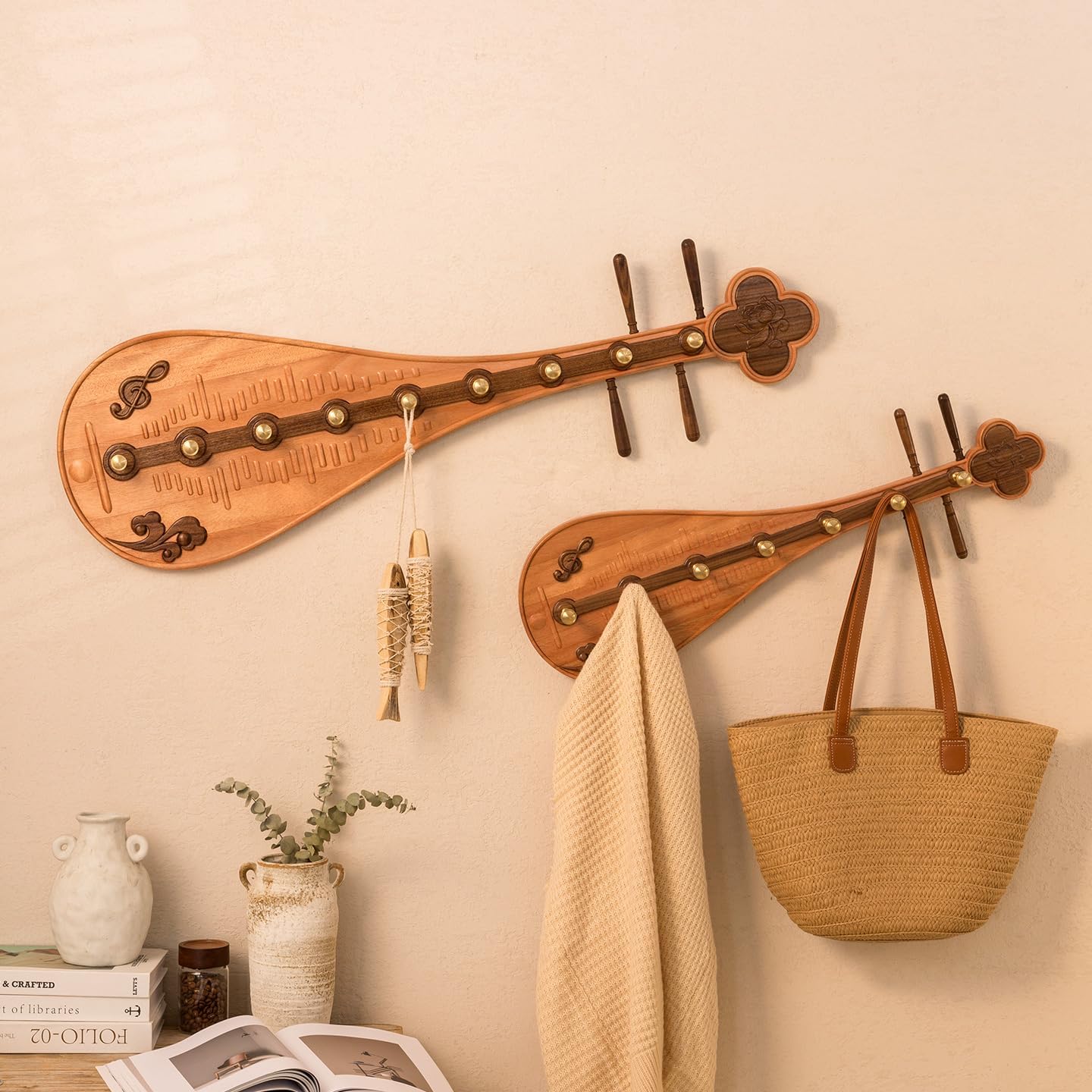 Wall Mounted Wooden Coat Rack Solid Wood Hanging Clothes Hook Study Living Room Decorative Coat Hook Country Walnut Hook