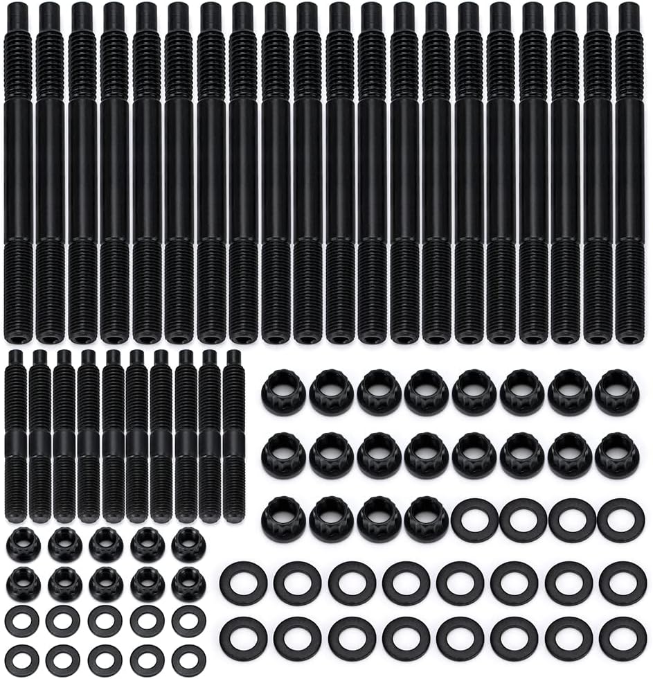 12-Point Cylinder Gasket Head Stud Bolts Nuts Kit Compatible with Chevy 2004-2019 LS1 LS3 5.3L 5.7L 6.0L /LS6 L98 4.8L 5.3L 6.0L Engines​