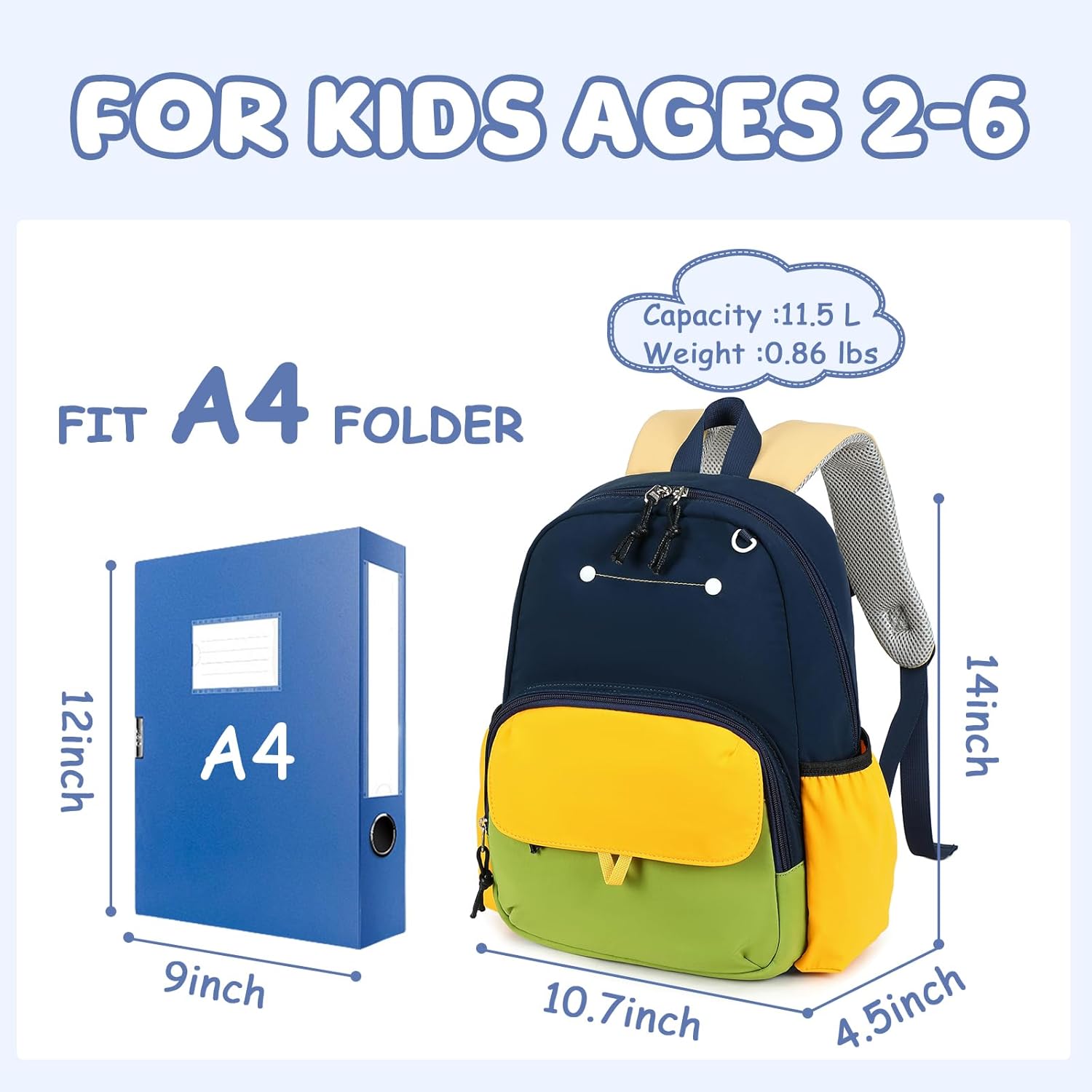 BTOOP Kids Backpack for Boys Girls 3-6, Preschool Kindergarten Backpack with Insulated Lunch Compartment & Chest Strap, Cute Lightweight School Travel Bag Fits A4 Folder - Image 4