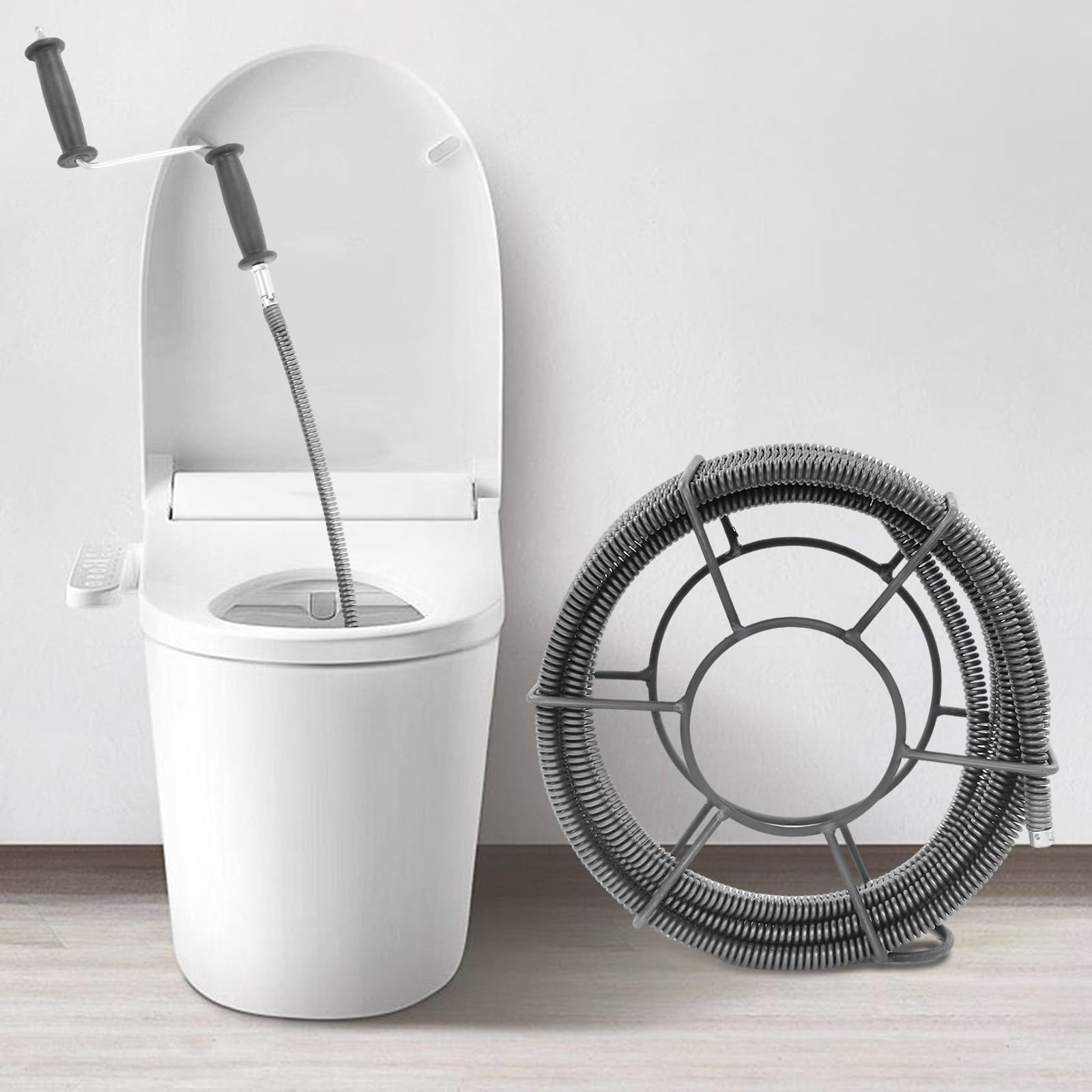 Espiral de limpieza de tuberías de 10 m, juego de cable profesional para limpieza de tuberías de 50 a 120 mm, desatascador de desagües para fregadero, desagüe de suelo, inodoro
