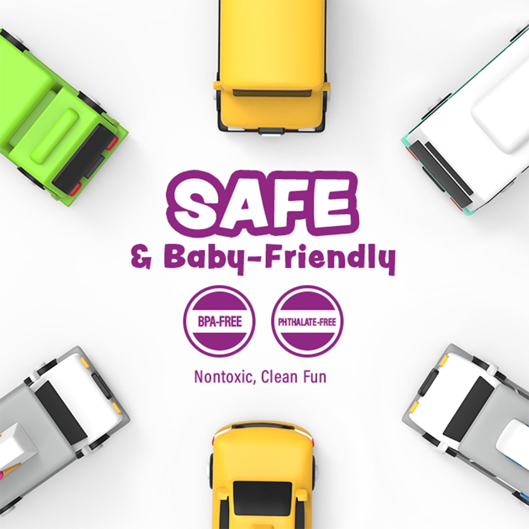 ® Vehicles™ - Juguetes de baño sin moho para coches de baño, paquete de 6, sellados, sin agujeros, diseño de juguetes de baño que mantiene la humedad fuera | Suave, exprimible y flota en el 6