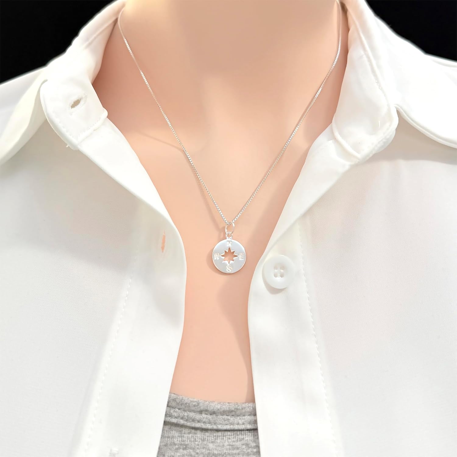 Compass Necklace Sterling Silver, Graduation Gift Necklace, Go Confidently in the Direction of Your Dreams, Graduation Gift Necklace, 18 inches - Image 2