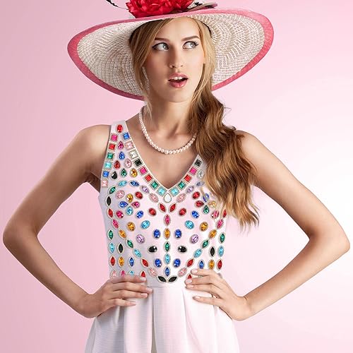 Miniatura 6 de 200 gemas para manualidades, coser diamantes de imitación, gemas de diamantes de imitación de metal con parte trasera plana, varios colores, formas