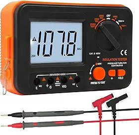 BTMETER Megômetro para Teste de Resistência de Isolamento de 1000V, Megômetro Elétrico de 200Mω A 2Kω com Tensão de Teste de 250V/500V/1000V, Multímetro Digital para Medição de Tensão Ca/Cc.