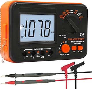 BTMETER Megohmmeter 1000V Insulation Resistance Tester, Electrical Megaohm Meter 200MΩ~2K Megohm Megger with 250V/500V/1000V Testing Voltage, Digital Multimeter Measure AC DC Voltage
