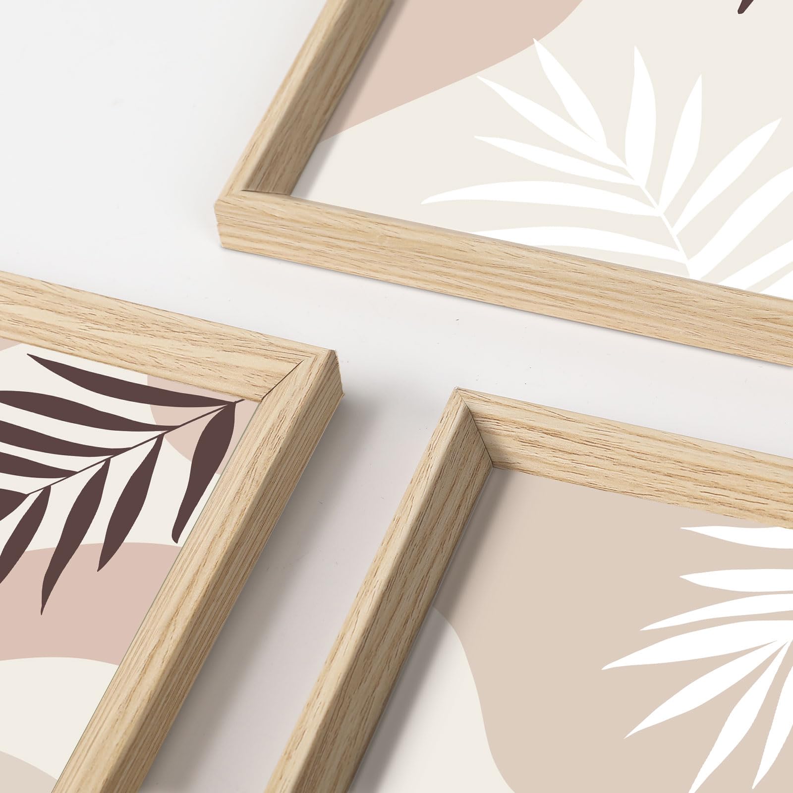 WENGTIAO Leinwand Bilder mit Rahmen Boho Minimalistische Blätter Wandbilder | Beige Kaffee Braun Abstrakt Pflanzen Bild auf Leinwand für Modern Wohnzimmer Schlafzimmer Flur Wanddeko 40x60cmx3
