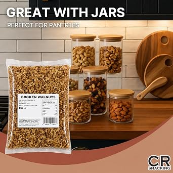 Ginco Broken Walnuts 1kg, Shelled Walnut Pieces for Baking & Cooking