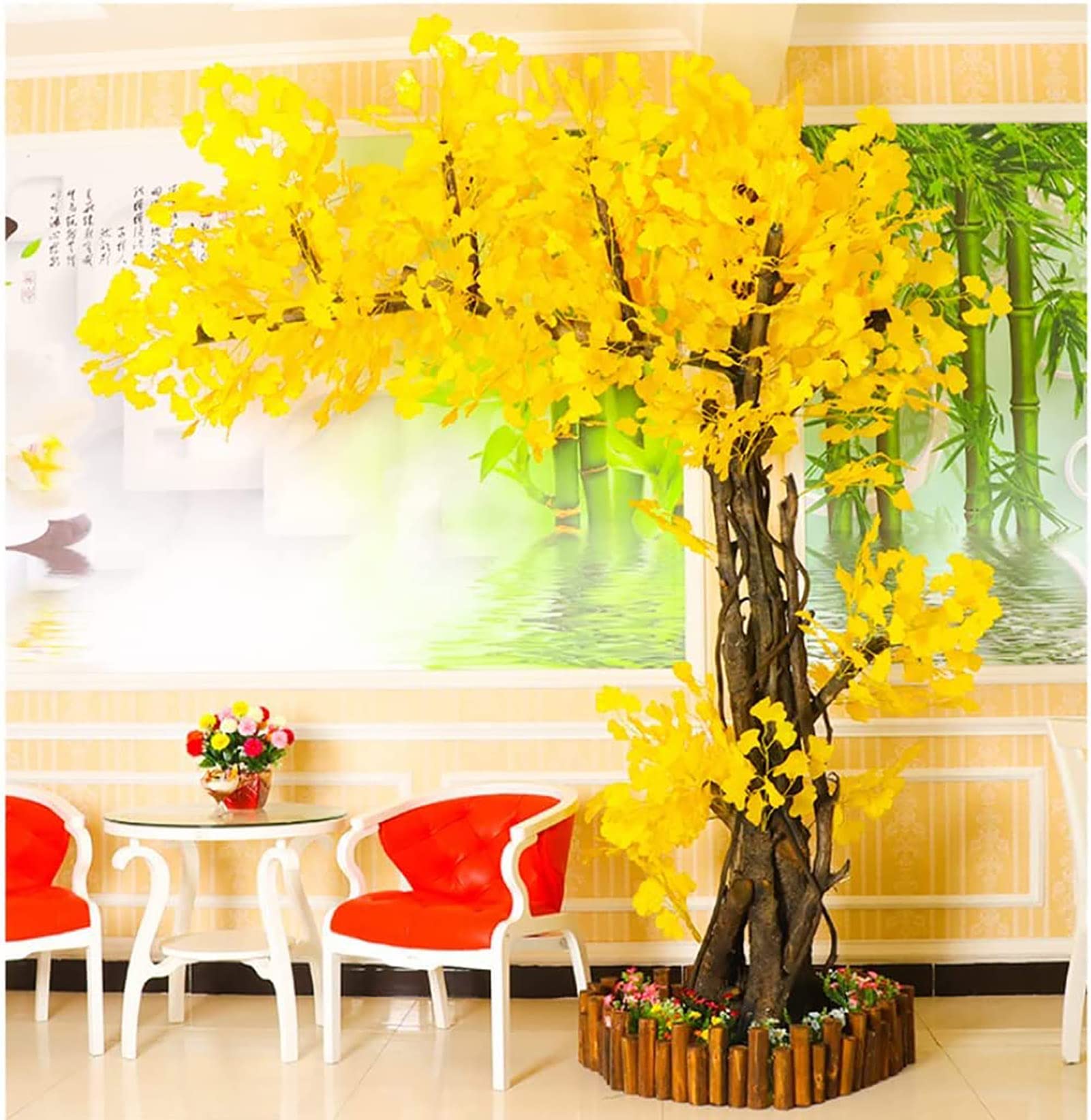 Ginkgo artificiel jaune fausse plante grand format décor intérieur salon 2M