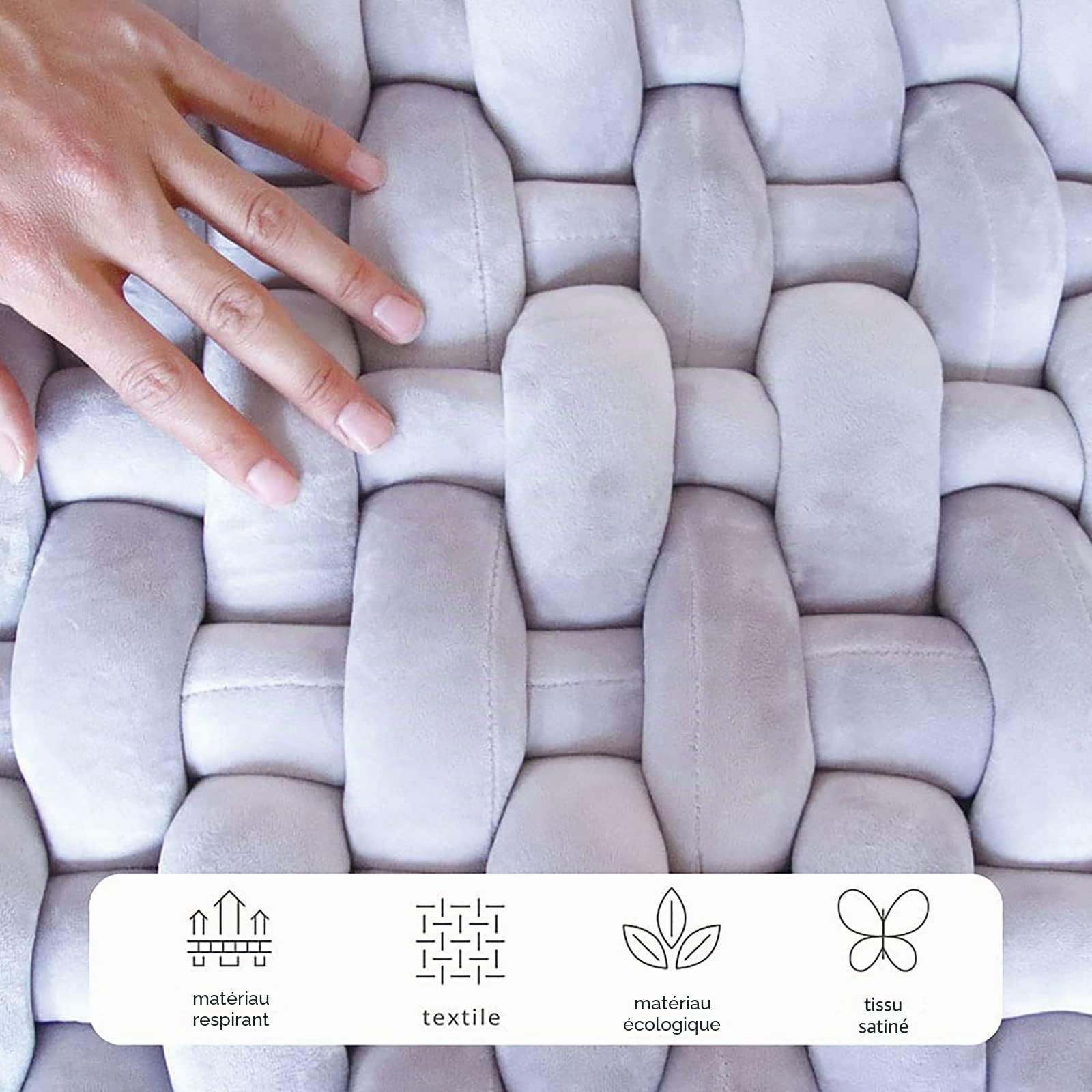 Tapis en Peluche Tressé Noué Tapis De Sol pour Tout-Petits Tapis De Jeu Tapis Rampant Épais pour Les Enfants Jouer Et Dormir Fait À La Main Plancher De Nœuds Mode Mignon,Light Pink
