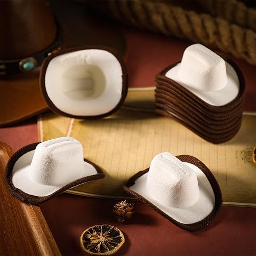 Miniatura 6 de Foilswirl 24 unidades de mini sombreros de vaquero de 3.94 pulgadas, mini sombrero de vaquero occidental en miniatura, sombrero de vaquero para
