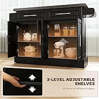 Vista 4 de HomCom Isla para cocina. Gabinete moderno con ruedas, con parte superior de acero inoxidable., Negro