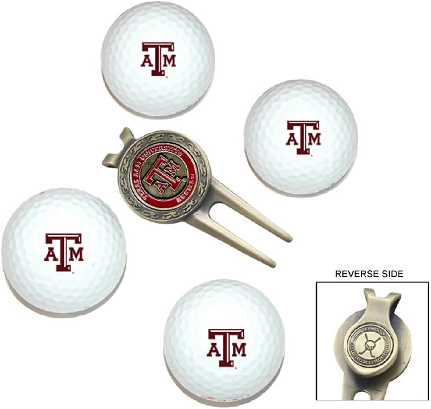 Team Golf NCAA Regulation Size Golf Balls (4 Count) & Divot Tool with Removable Double-Sided Magnetic Marker