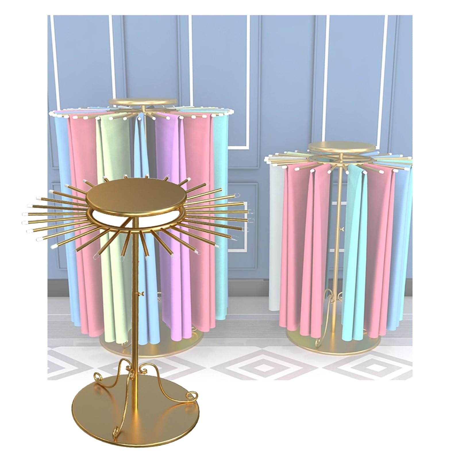 Schalständer, Spiralschalhalter, Handelsüblicher Hijab-Organizer, Gürtel-, Hosen- Und Deckenaufhänger Für Platzsparende Regale(Gold,A)