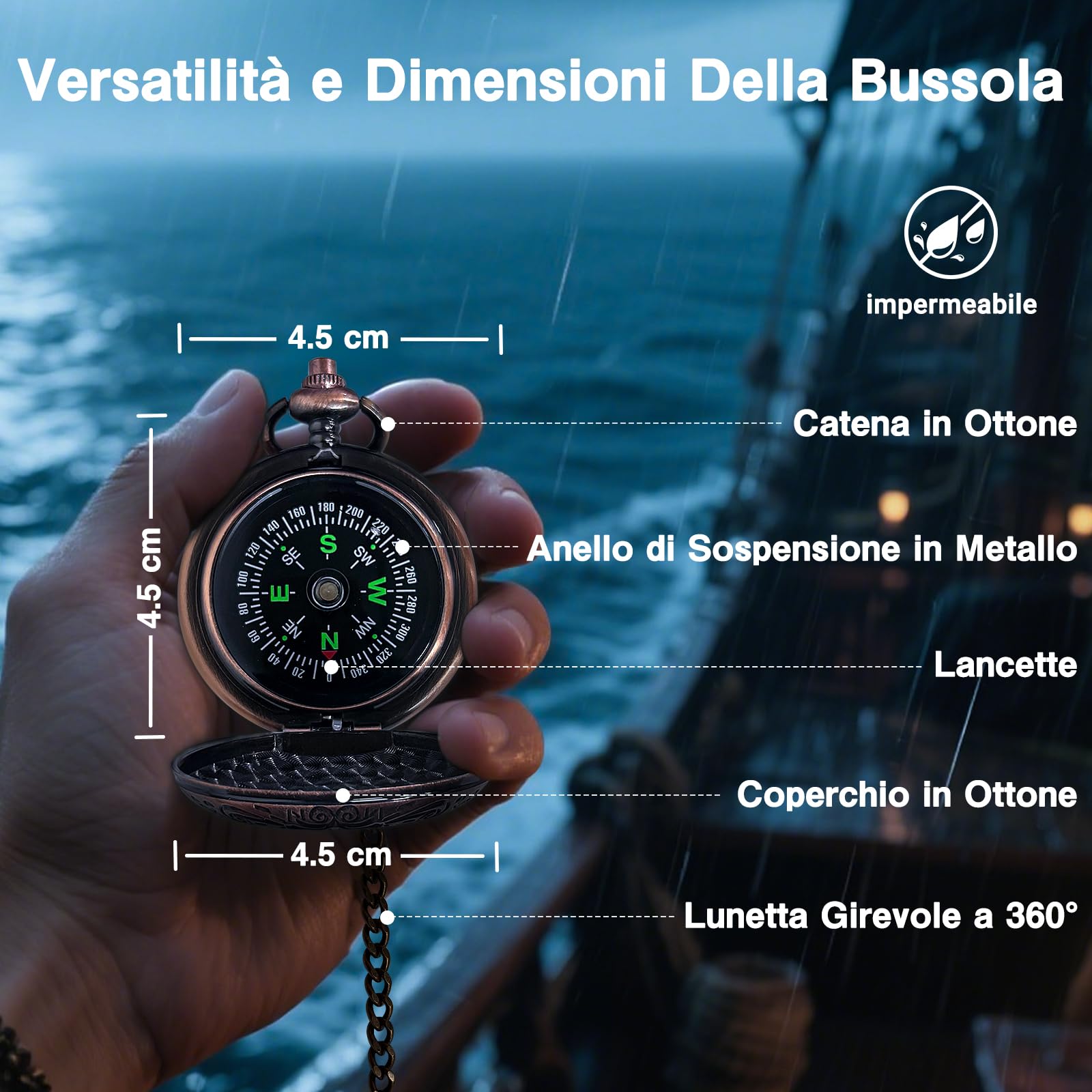 Retro Pirata Telescopio Monoculare 25x30 Zoomable Vintage Capitano Jack Spyglass BAK-4 lente binocolo bambini pieghevole portatile Pocket Monoculare con bussola adulto per campeggio all'aperto