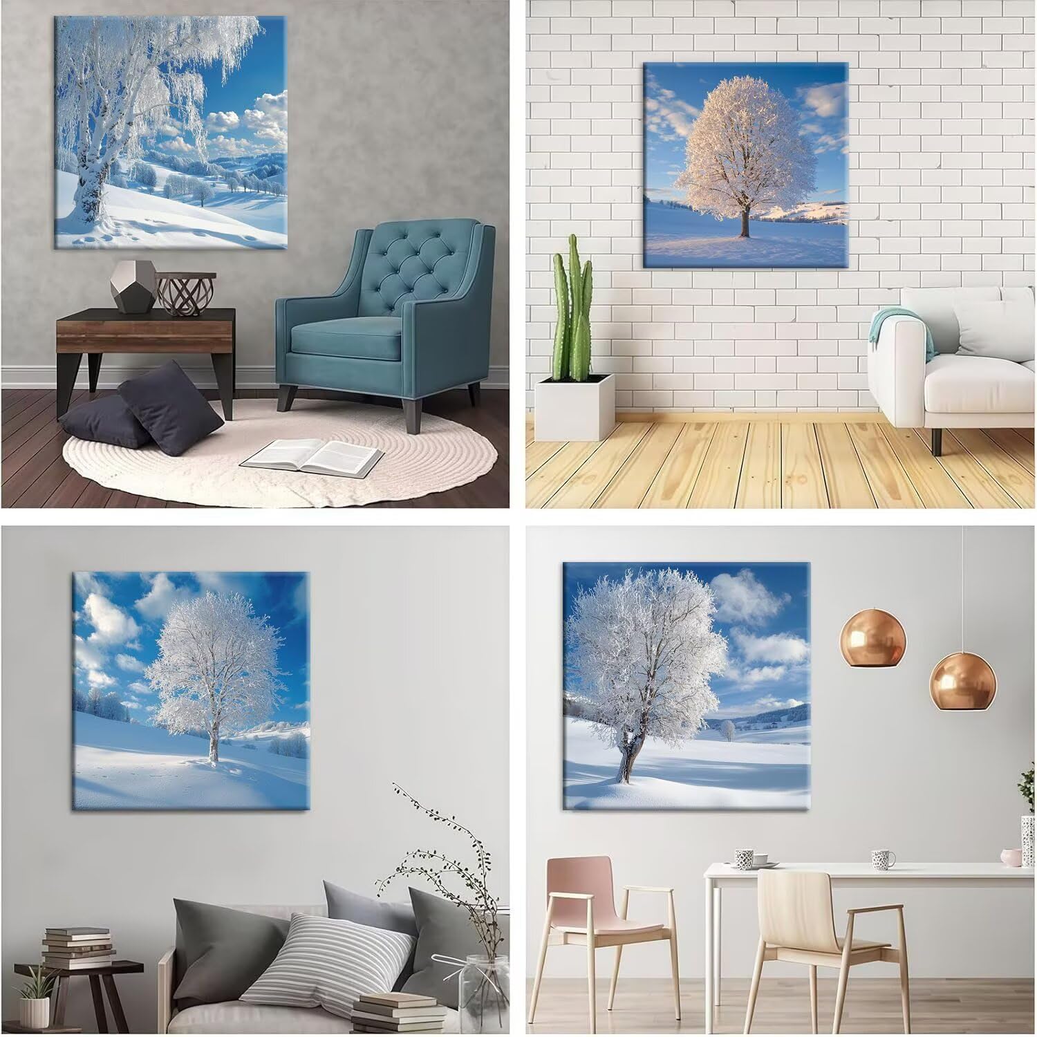 Diamond Painting Kit Paisaje nevado, Pintar Diamantes Kit 80x80cm f-885 | DIY Diamond Painting Kit Completo, 4 pcs Diamante Pintura, para Niños y Adultos Principiantes, Decoración de Pared del Hogar