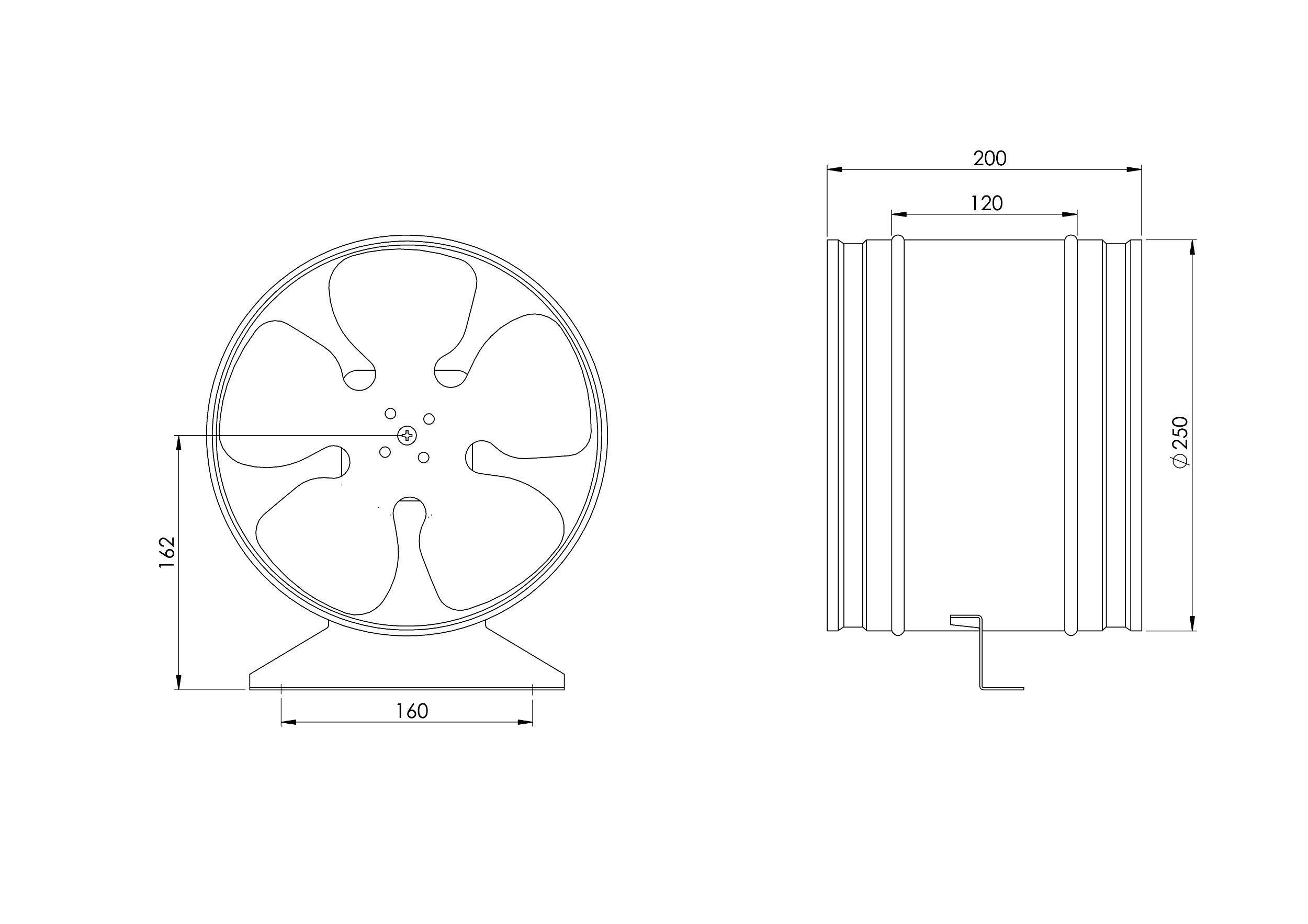 250mm Ventilatore Industriale in Metallo per Tubo - Ventola Aspirazione Silenziosa - Estrattore/Aspiratore d'Aria