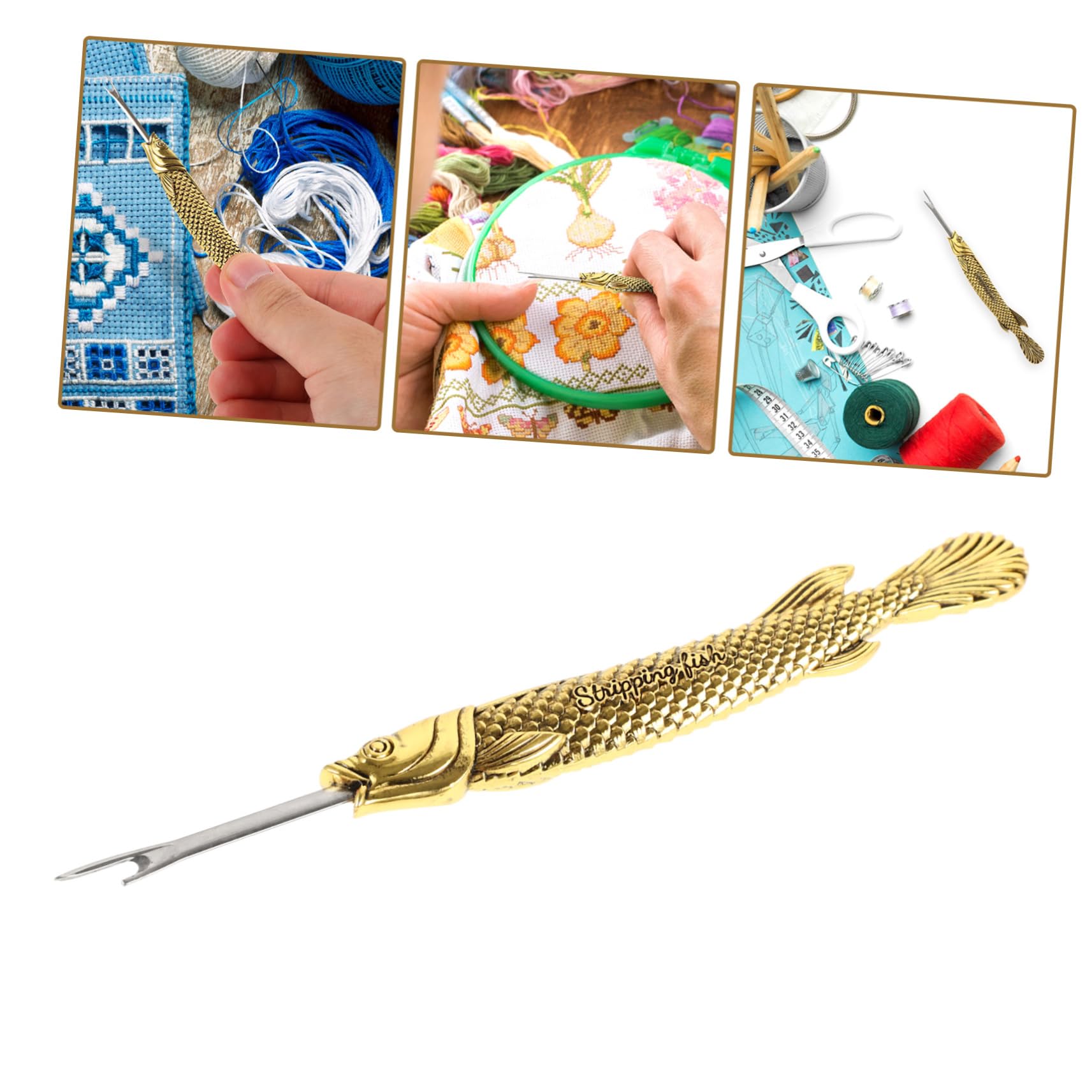 NUOBESTY 5 Piezas Desgarrador de costuras hilo de coser quita hilos herramientas de costura creativas herramienta para quitar costura abridor de costura antiguo Metal Golden
