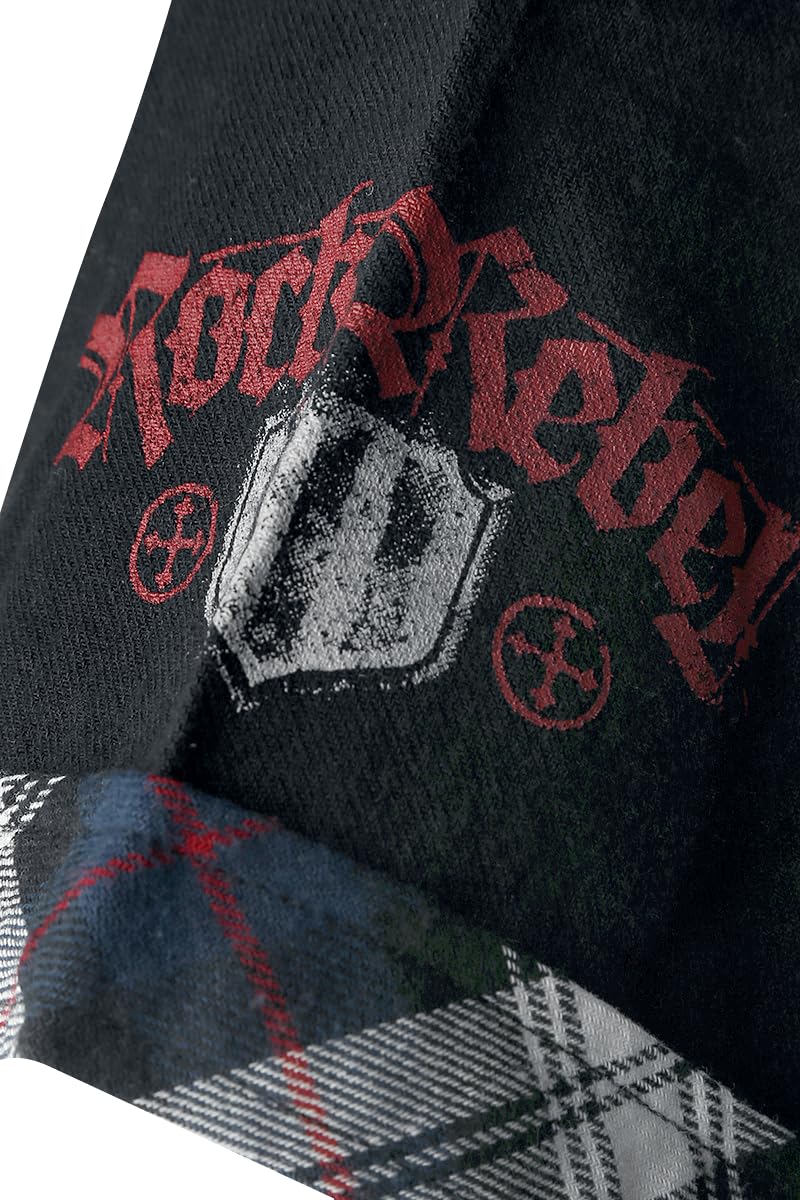Rock Rebel by EMP Herren schwarz-weißes Hemd mit Karo Muster und Patches